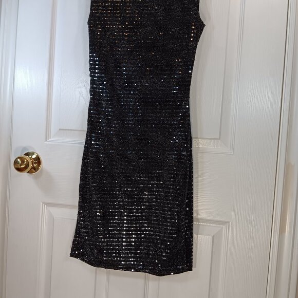 Eclipse NWOT Black Sequins Bodycon Cocktail Formal Mini Dress Women's Size XS - Picture 12 of 14